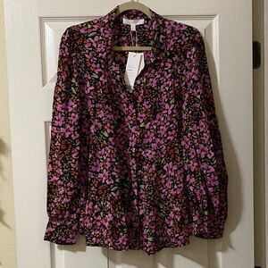Adyson Parker Vibrant Floral Blouse - Pink and Black